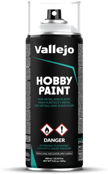 Vallejo Hobby Spray Primer — Grey 400 ml (Matte, Self-Leveling)