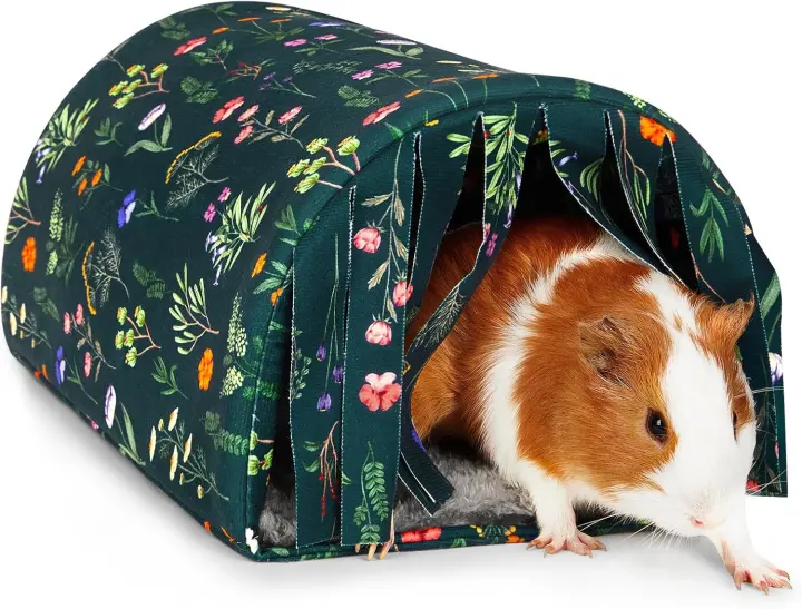 Washable Plush Guinea Pig Tunnel Hideout with Curtains