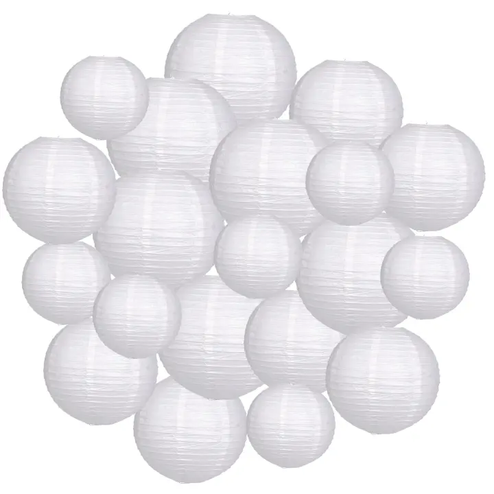White Paper Lanterns Party Decorations — Pack of 20 Hanging Lanterns