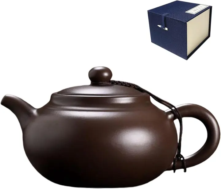 Yixing Zisha 14oz Purple Clay Teapot — Handmade Kung Fu Tea Kettle